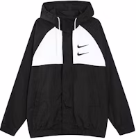 Nike Sportswear Swoosh Double Logo Windbreaker Jacket Black Spring Styles CJ4889-011 Nike Sportswear Swoosh Double Logo Windbreaker Jacket Black Spring Styles CJ4889-011