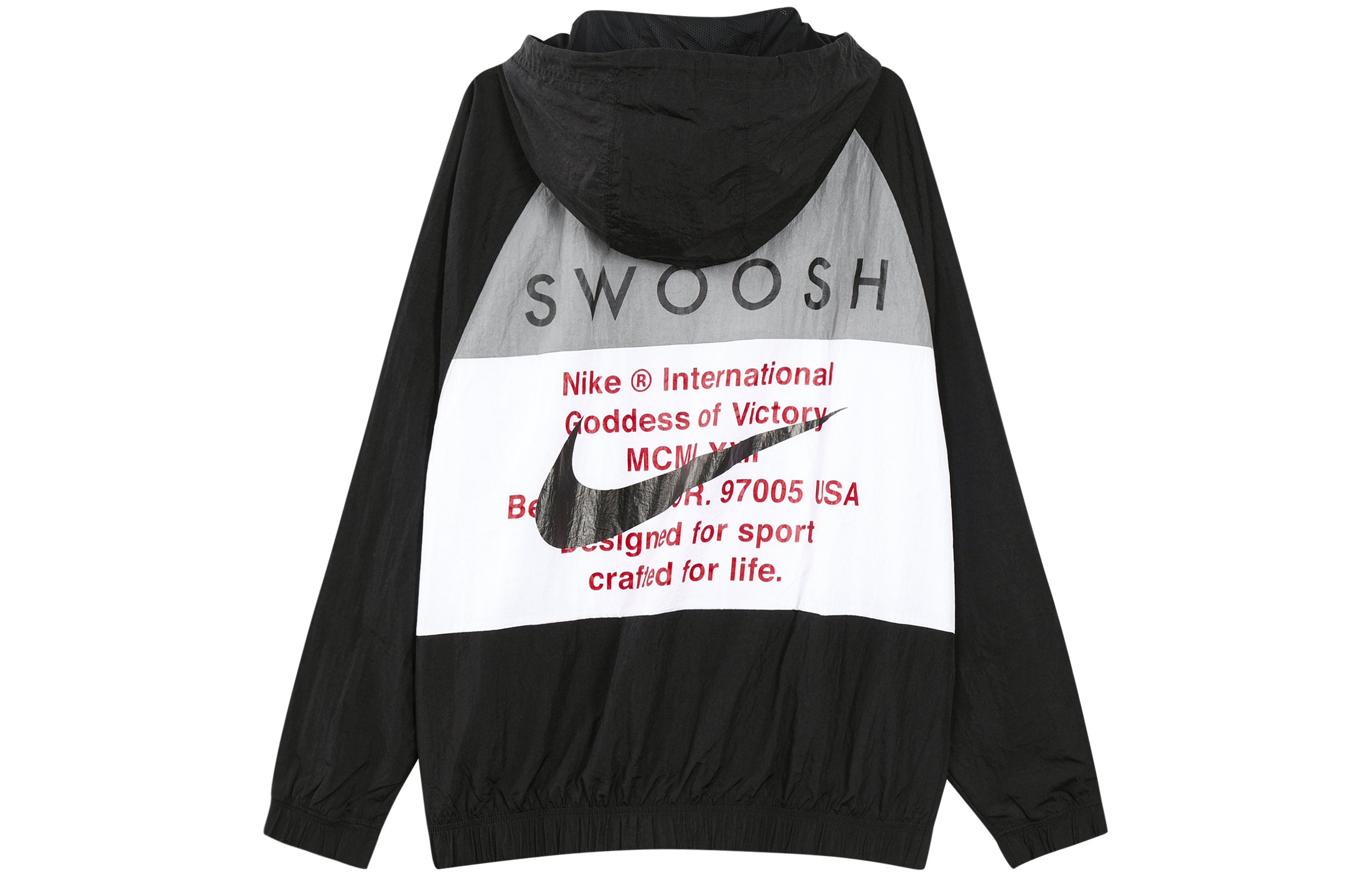 Lookbook Chaqueta Rompevientos Nike Sportswear Swoosh Doble Logo Negra Estilo Primavera CJ4889-011