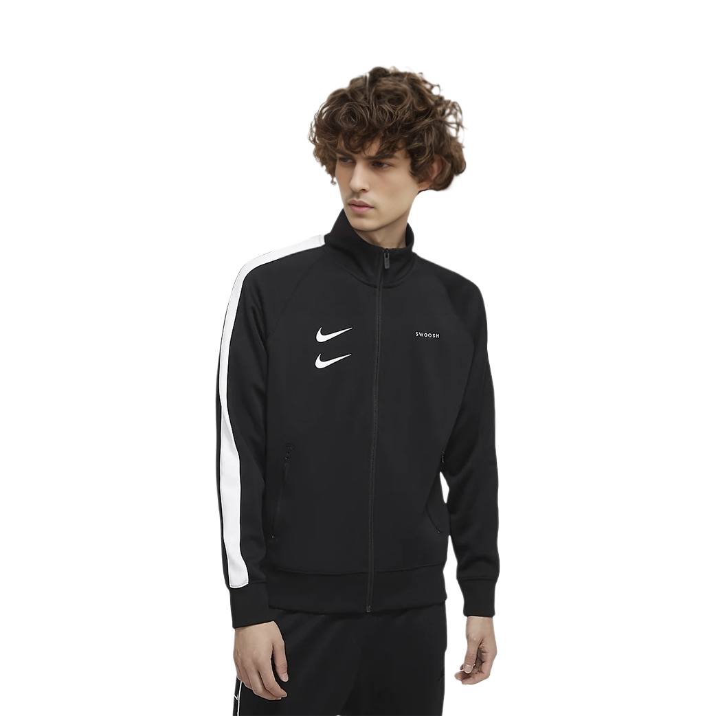 Shop Nike 運動風雙勾復古外套 黑色 CJ4885-010