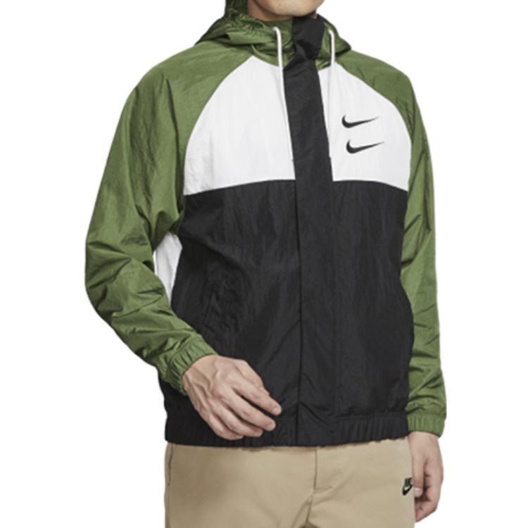 Shop Jaket Nike Sportswear Swoosh Double Windbreaker Pria Warna Hijau Spring. CJ4889-010