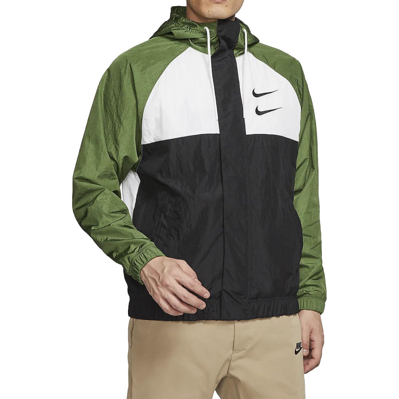 Details for Jaket Nike Sportswear Swoosh Double Windbreaker Pria Warna Hijau Spring. CJ4889-010