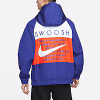 Sizing Nike Sportswear Swoosh Double Swoosh Windbreaker Jacket Biru Gaya Musim Bunga CJ4889-455