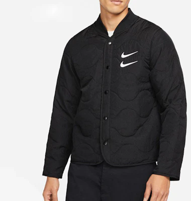 Nike Sportswear Swoosh Embroidered Double Logo Loose Fit Winter Jacket Black . DM1247-010 Details for Nike Sportswear Swoosh Embroidered Double Logo Loose Fit Winter Jacket Black . DM1247-010