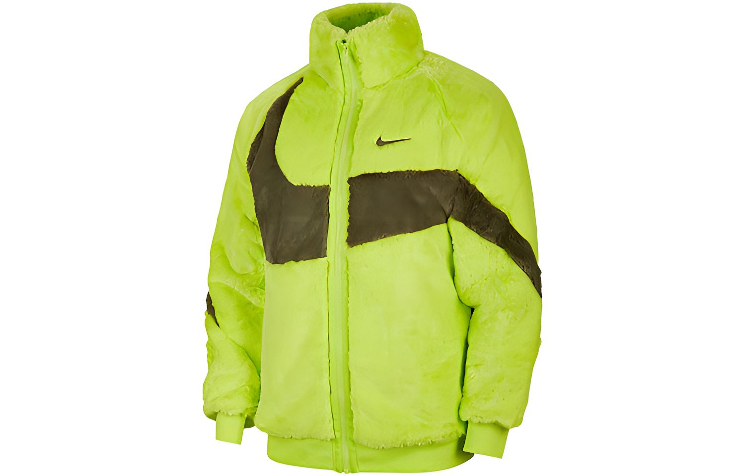 Buy 耐克运动经典Swoosh标志仿皮草复古绿夹克 DH6685-322