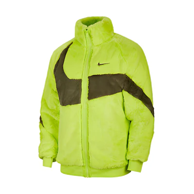 Nike Sportswear Swoosh Logo Faux Fur Retro Track Jacket Green DH6685-322