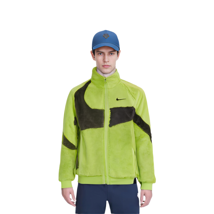 Purchase 耐克运动经典Swoosh标志仿皮草复古绿夹克 DH6685-322