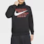 Shop Nike 運動風連帽衫黑色上衣 Swoosh Logo 休閒套頭衛衣 CJ4864-010