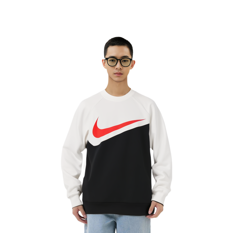 Nike Sportswear Swoosh Retro Pullover Sweatshirt Black/White CZ4922-010 圖 6