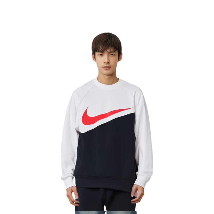 Nike Sportswear Swoosh Retro Pullover Sweatshirt Black/White CZ4922-010 圖 7