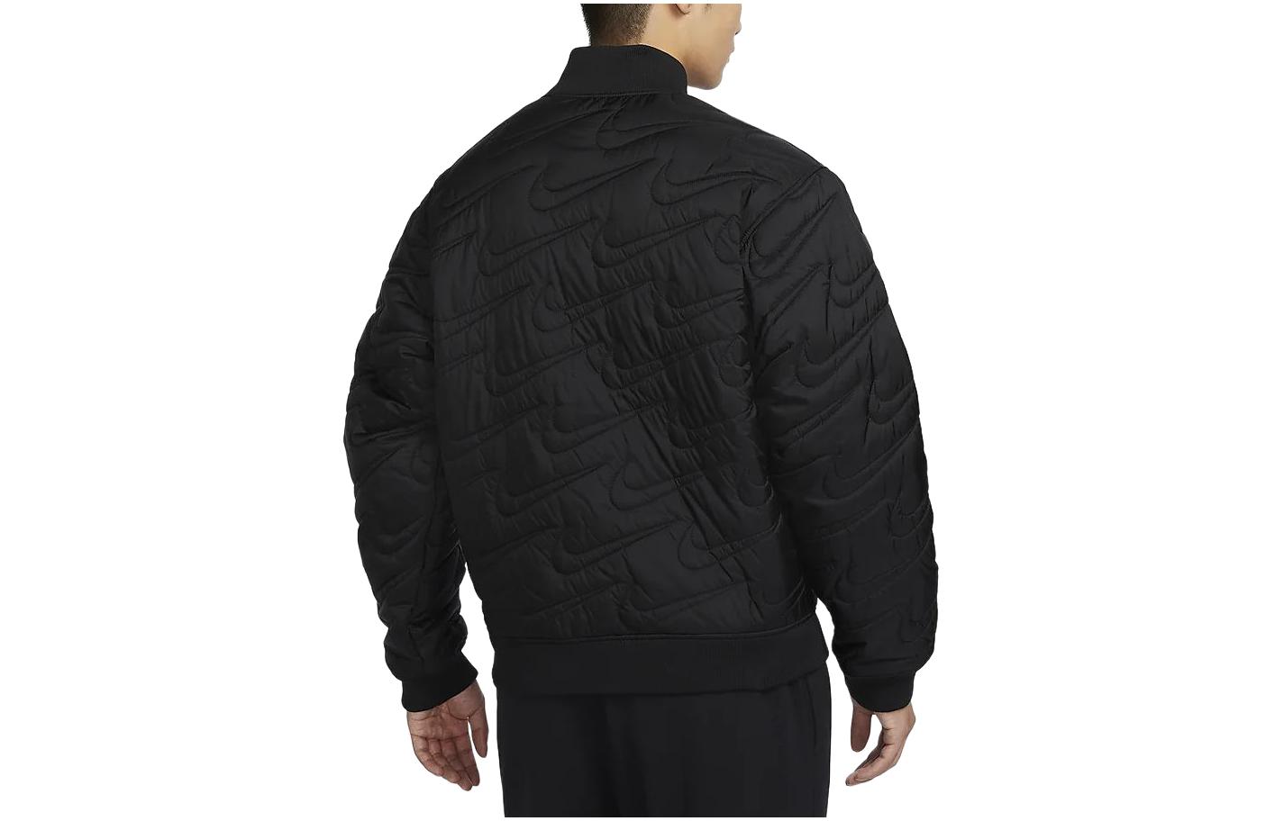 Lookbook Jaket Nike Sportswear Swoosh Hitam Solid Zip Penuh Kasual Lelaki FV6152-010