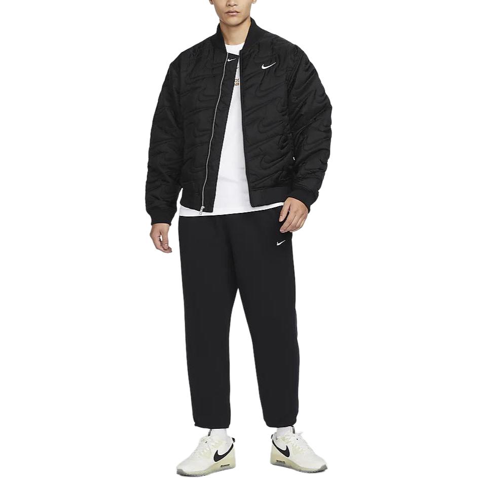 Shop Jaket Nike Sportswear Swoosh Hitam Solid Zip Penuh Kasual Lelaki FV6152-010