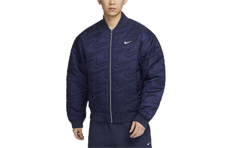 Nike Sportswear Swoosh Solid Zip-Up High Collar Jacket  Navy Blue FV6152-410