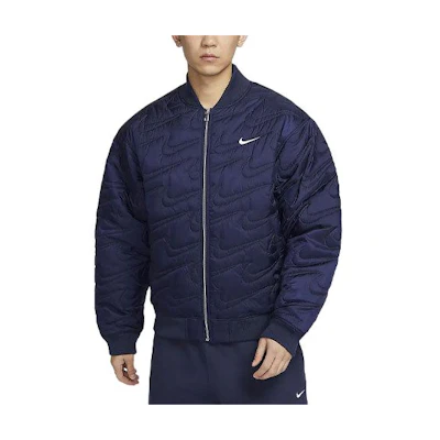 Nike Sportswear Swoosh Solid Zip-Up High Collar Jacket Navy Blue FV6152-410