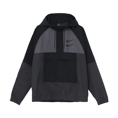 Nike Sportswear Swoosh Woven Jacket Black Long Sleeve Casual Wear DJ0477-011
