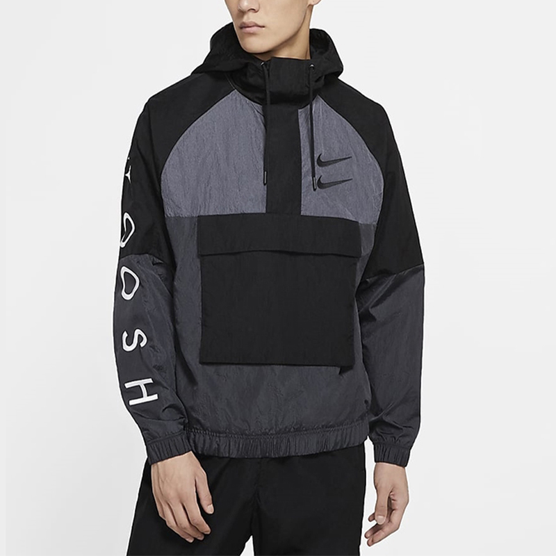Shop Nike 運動休閒 Swoosh 長袖編織外套 黑色 休閒穿搭 DJ0477-011