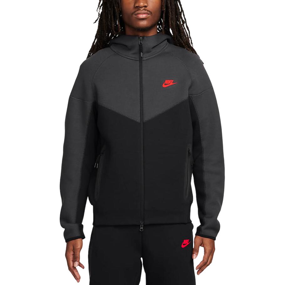 Nike Sportswear Tech Fleece Full-Zip Hoodie  Black/Dark Grey/Iron Red FB7922-013