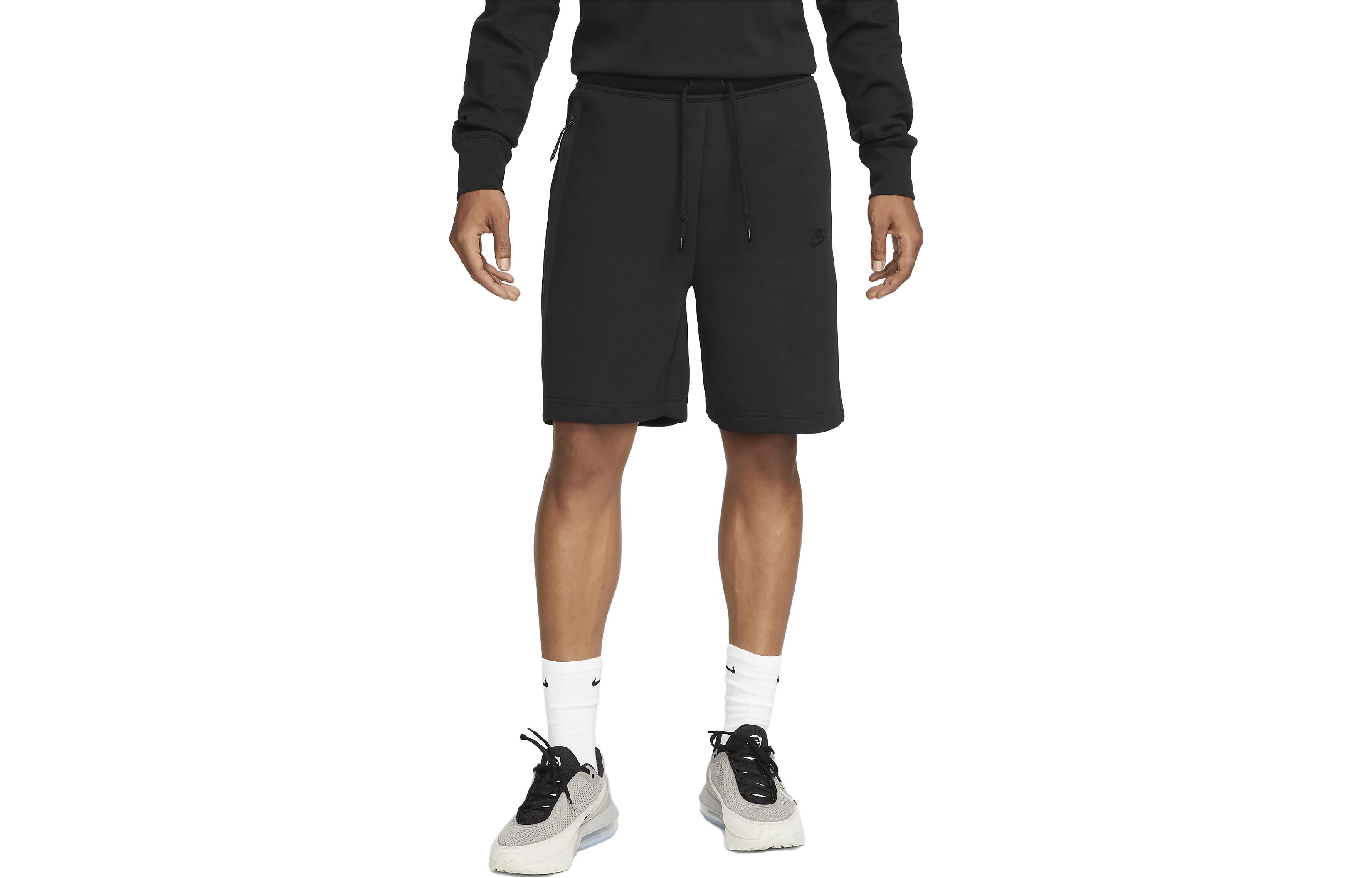 Nike Sportswear Tech Fleece Solid Logo Black Drawstring Shorts FB8172-010