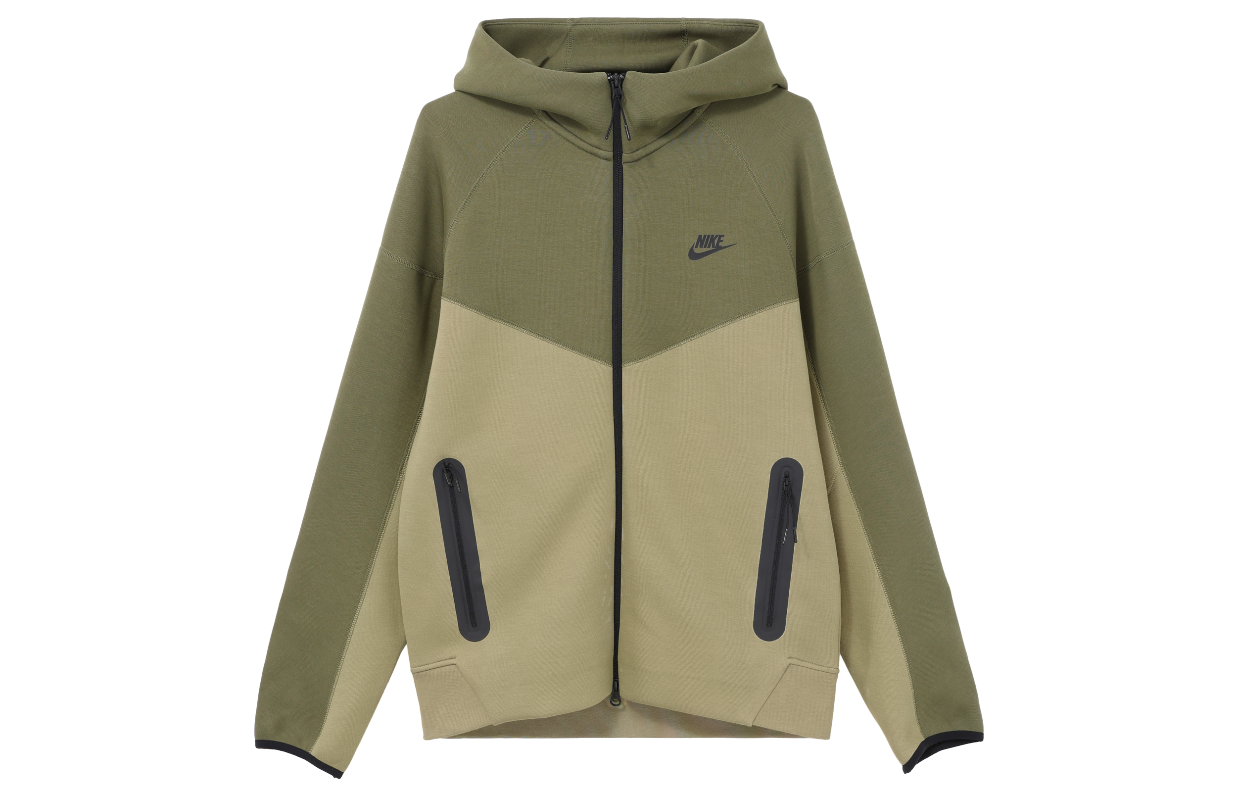 Nike Sportswear Tech Fleece Windrunner Men’s Olive Green Colorblock Hoodie FB7922-276