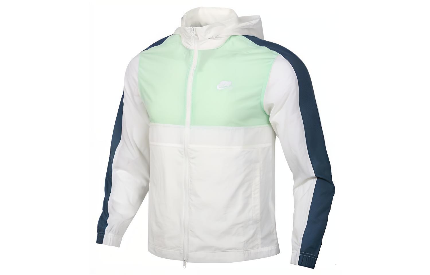 Nike Sportswear White & Green Woven Logo Windbreaker Jacket CU4310-133