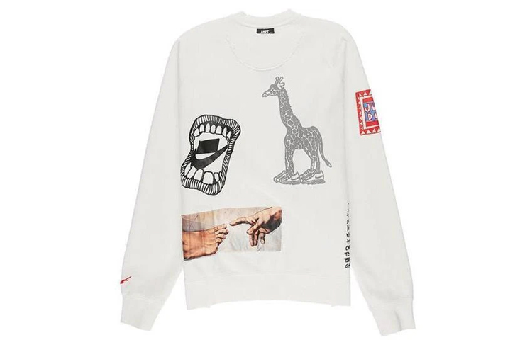 Nike Sportswear White Crewneck Graffiti Print Pullover Sweatshirt CJ5055-133