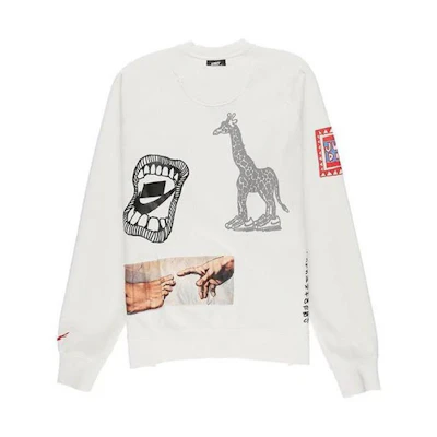 Nike Sportswear White Crewneck Graffiti Print Pullover Sweatshirt CJ5055-133