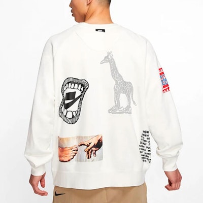 Nike Sportswear White Crewneck Graffiti Print Pullover Sweatshirt CJ5055-133 Purchase Nike Sportswear White Crewneck Graffiti Print Pullover Sweatshirt CJ5055-133
