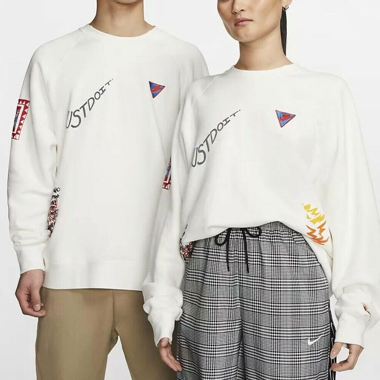 Details for Nike Sportswear White Crewneck Graffiti Print Pullover Sweatshirt CJ5055-133