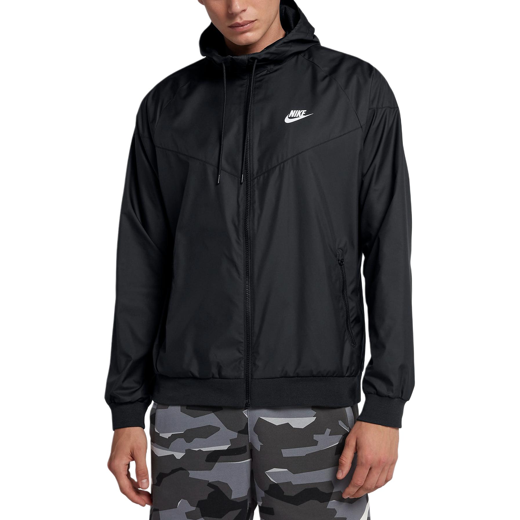 Nike Sportswear Windrunner Black Logo Print Hooded Jacket for Men 727324-010