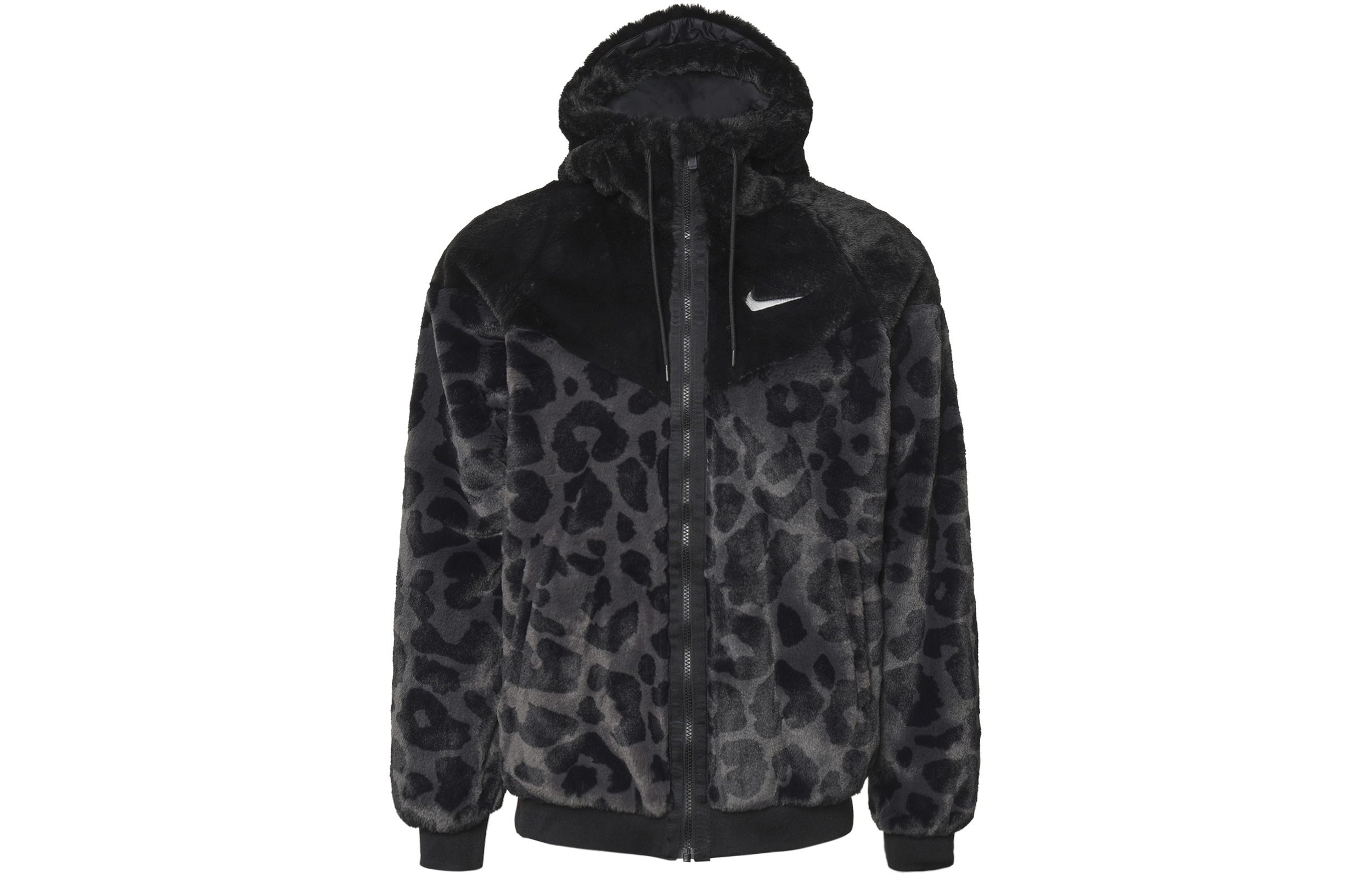 Order Nike Sportswear Windrunner Leopard Fleece Hoodie Jaket Hitam. DH6683-011
