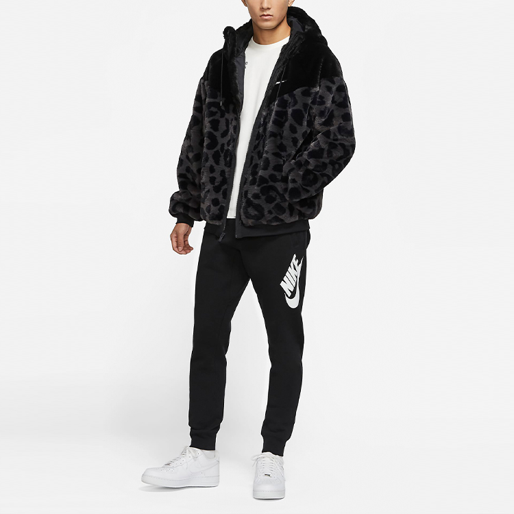 Shop Nike Sportswear Windrunner Leopard Fleece Hoodie Jaket Hitam. DH6683-011