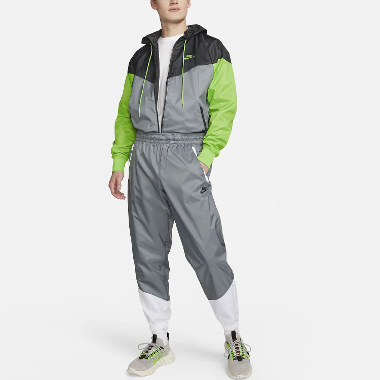 Shop Nike Sportswear Windrunner Logo Embroidered Colorblock Hoodie Jacket Anthracite Men DA0001-065