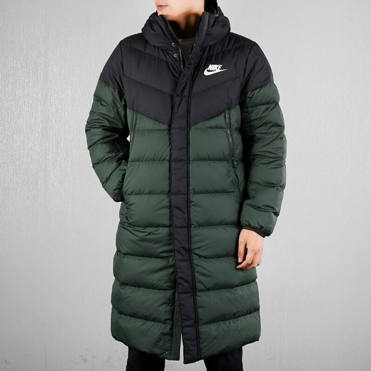 Shop Nike Sportswear Windrunner Long Down Coat Green Winter Jacket AA8854-045