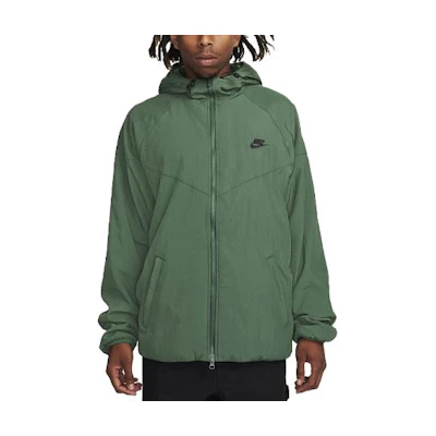 Nike Sportswear Windrunner Loose Fit Green Hoodie Jacket Embroidered Logo FB8618-323