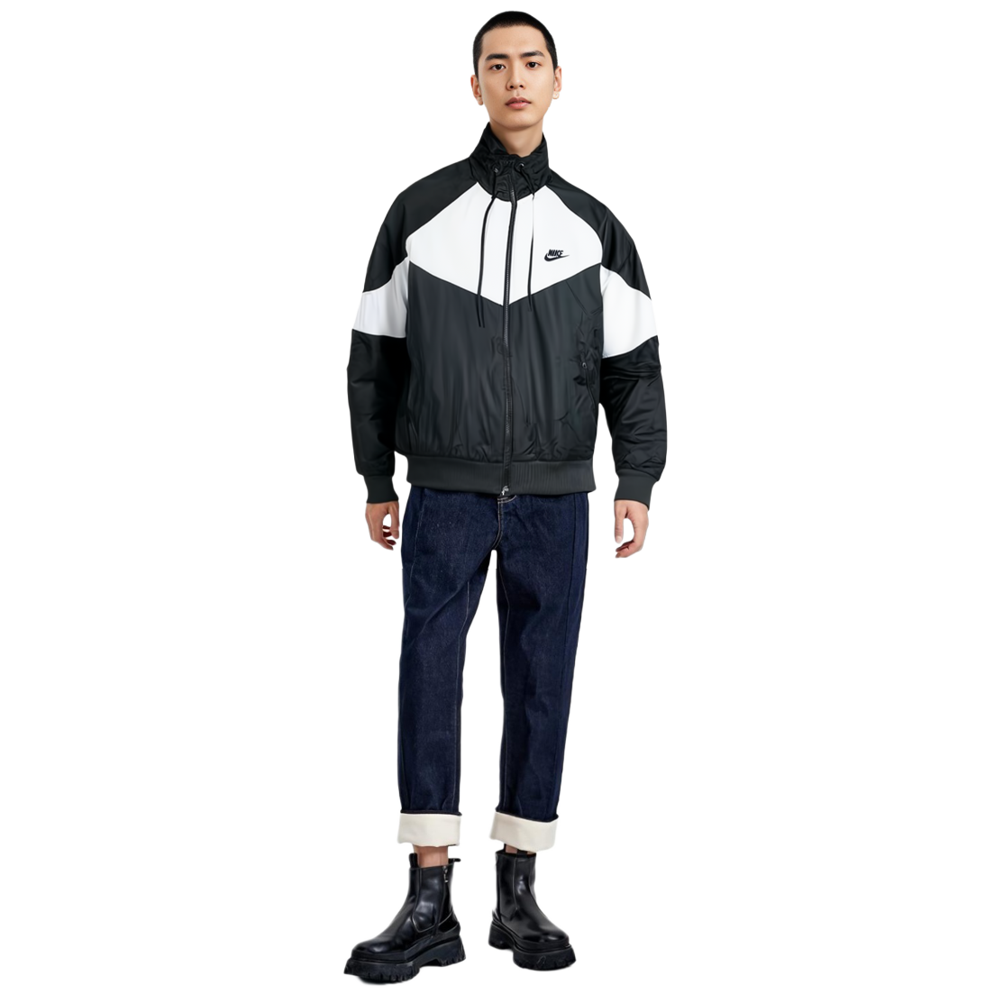 Purchase Nike 運動風復古風衣外套 黑白配色 帶有標誌設計 CN8771-011
