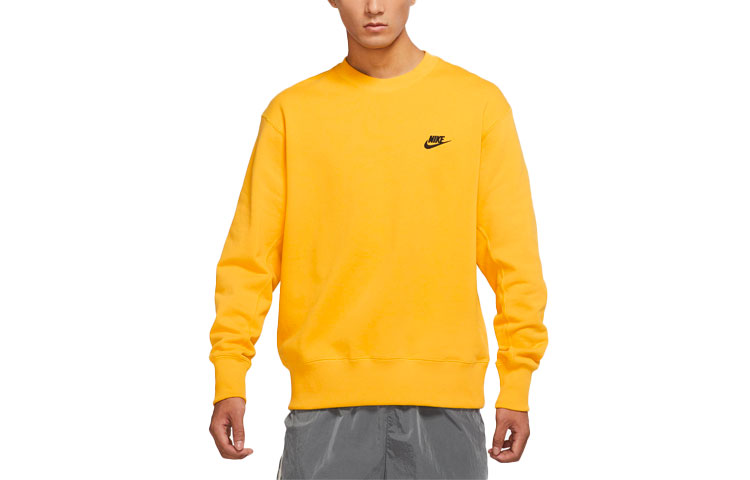Nike Sportswear Yellow Logo Crewneck Pullover Sweatshirt DA0022-713