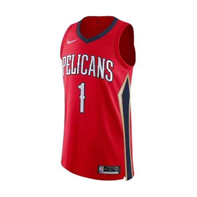 Nike SS21 NBA Pelicans Zion Williamson Graphic Basketball Jersey Red Mens. AV2674-658
