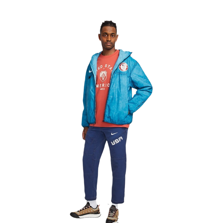 Order Nike SS22  Blue Alphabet Print Hooded Down Jacket DH1596-476