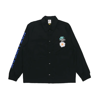 Nike SS22 Retro Embroidered Daisy Logo Black Long Sleeve Jacket for Men DM5056-010