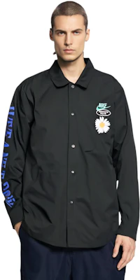 Nike SS22 Retro Embroidered Daisy Logo Black Long Sleeve Jacket for Men DM5056-010 Details for Nike SS22 Retro Embroidered Daisy Logo Black Long Sleeve Jacket for Men DM5056-010