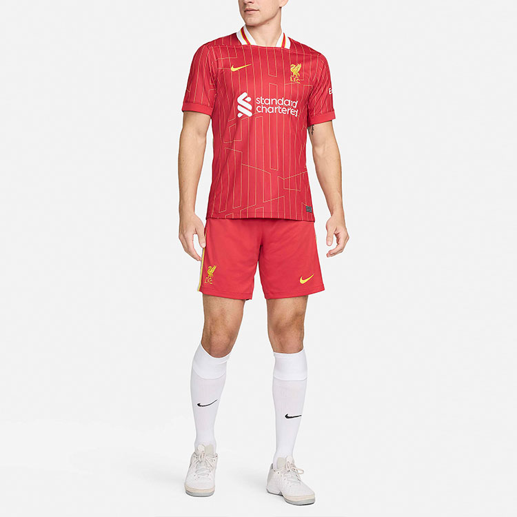 Shop Nike SS24 Dri-FIT 條紋標誌吸濕排汗健身T恤 紅色 FN8798-688