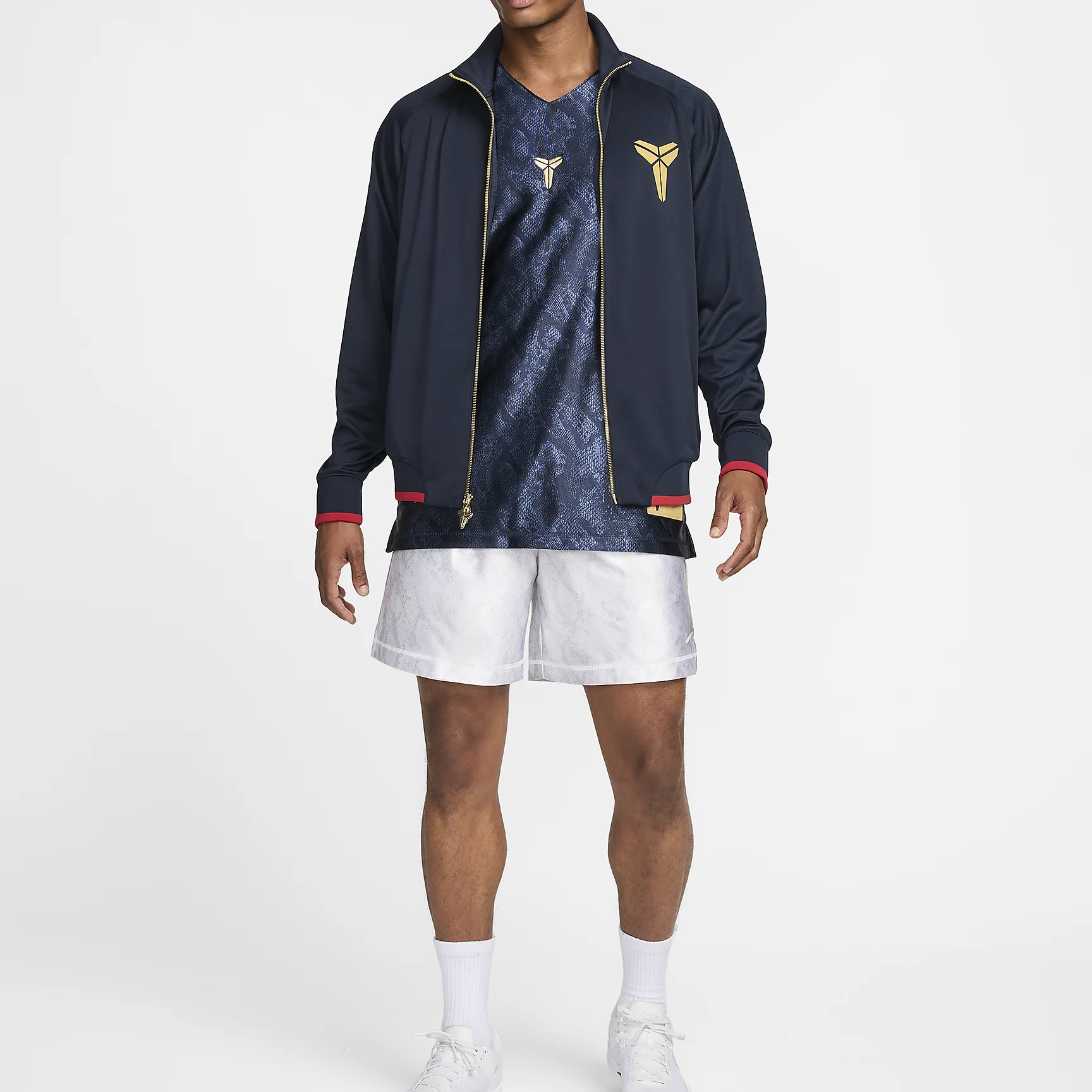 Purchase Nike SS24 Jaket Pria Kobe Merah Hitam Logo Stand Collar Zip-Up FZ0937-475