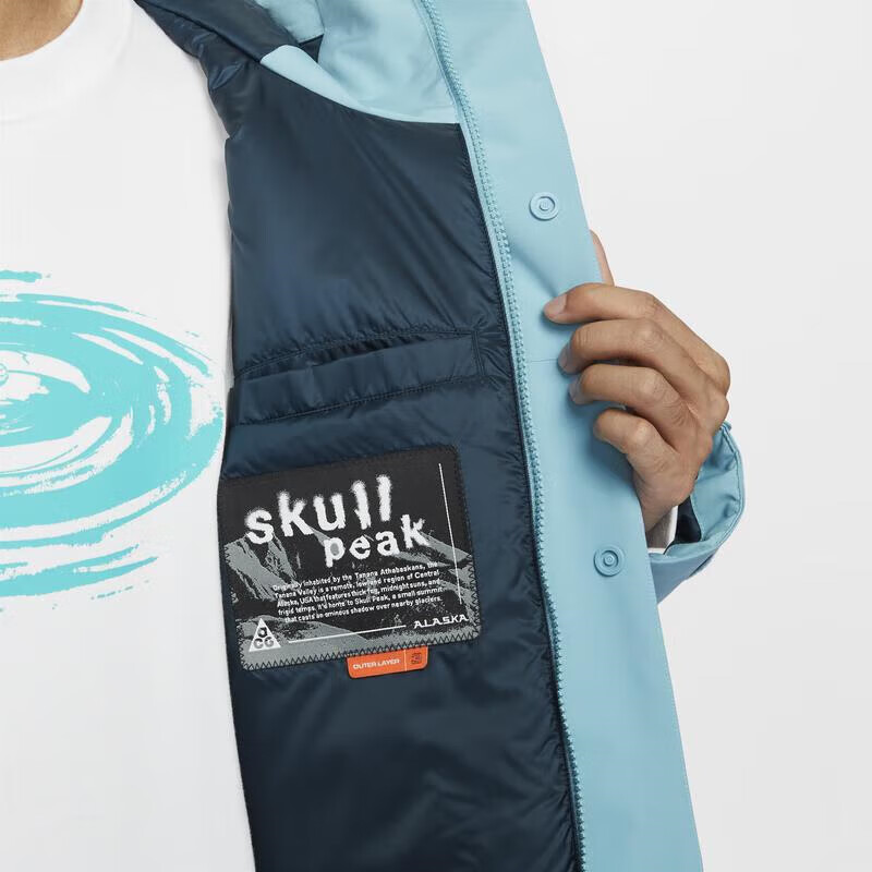 Sizing Nike Storm-FIT PrimaLoft® "Skull Peak" Jaket Luar Denim Biru/Deep Ocean Lelaki. FV8682-464