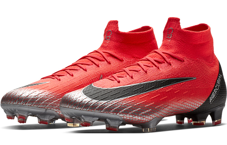 Shop Nike Mercurial Superfly 6 刺客 12 高級版 CR7 FG 防滑透氣足球鞋 紅色