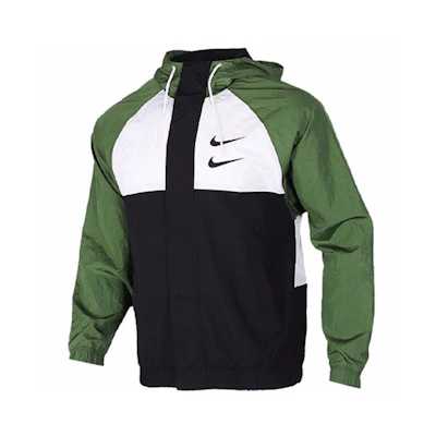 Nike Swoosh Double Hook Green Windbreaker Hooded Jacket for Men - Spring Edition DJ9647-010