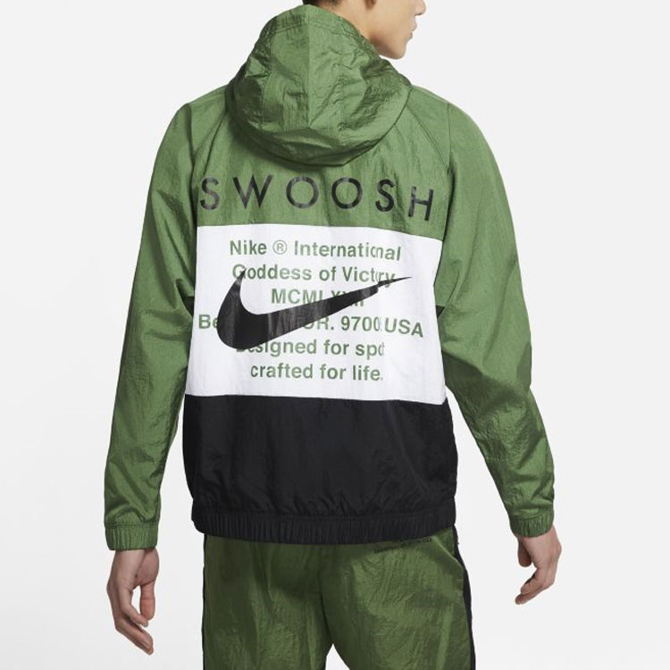 Shop Cortavientos con Capucha Nike Swoosh Double Hook Verde Hombre - Edición Primavera DJ9647-010