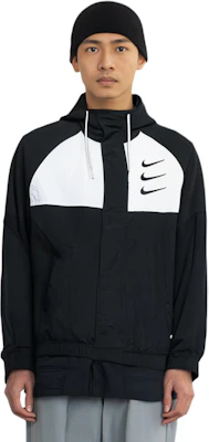Nike Swoosh Double Hook Jaket Anti Angin Bertudung Musim Semi Warna Hitam DJ9647-011 Details for Nike Swoosh Double Hook Jaket Anti Angin Bertudung Musim Semi Warna Hitam DJ9647-011