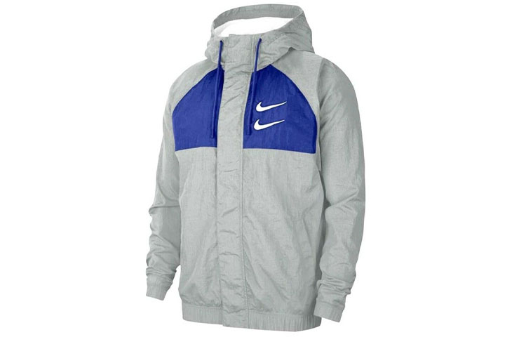 Nike Swoosh Double Logo Printed Hoodie Jacket Grey CJ4888-073