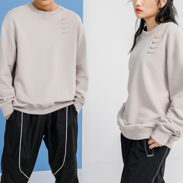 Details for Nike Swoosh French Terry Pullover Sweatshirt Kelabu Muda Unisex Terbaru DB9408-277