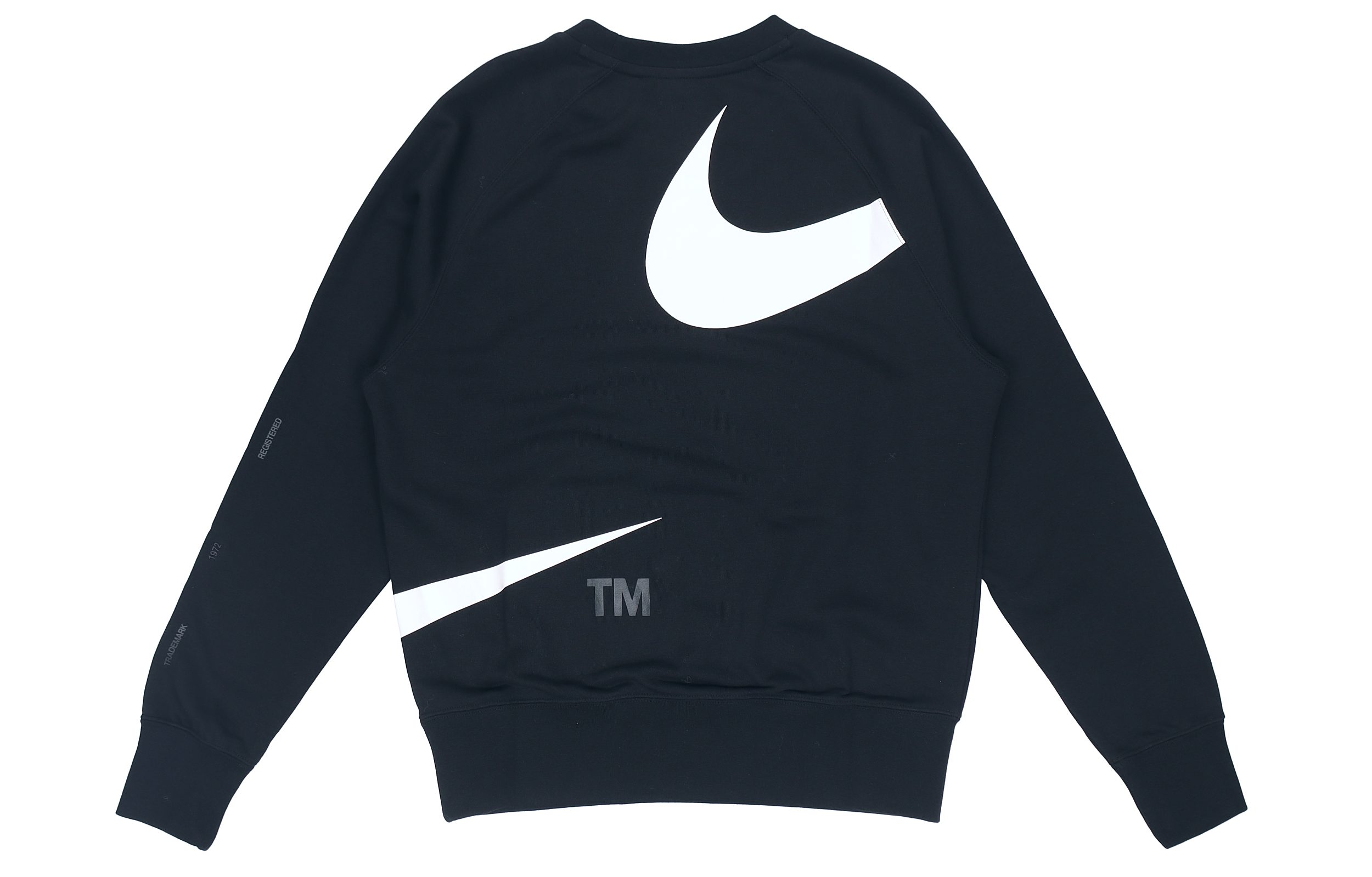 Lookbook Nike Swoosh FT Crew Retro Logo Print Pullover Sweatshirt Black Spring DD6097-010