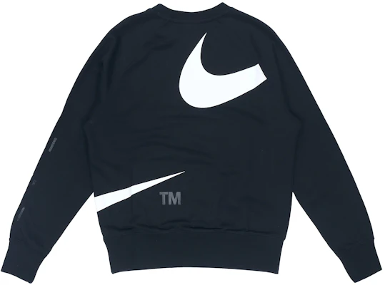 Nike Swoosh FT Crew Retro Logo Print Pullover Sweatshirt Black Spring DD6097-010 Lookbook Nike Swoosh FT Crew Retro Logo Print Pullover Sweatshirt Black Spring DD6097-010